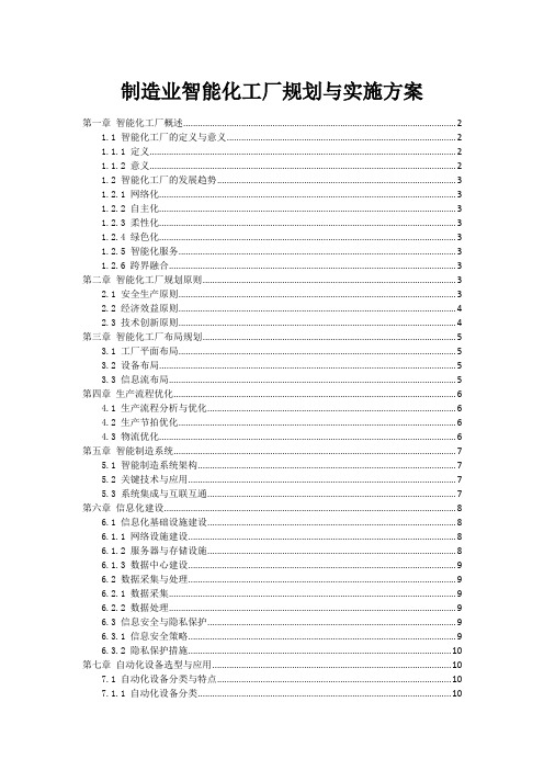 制造业智能化工厂规划与实施方案