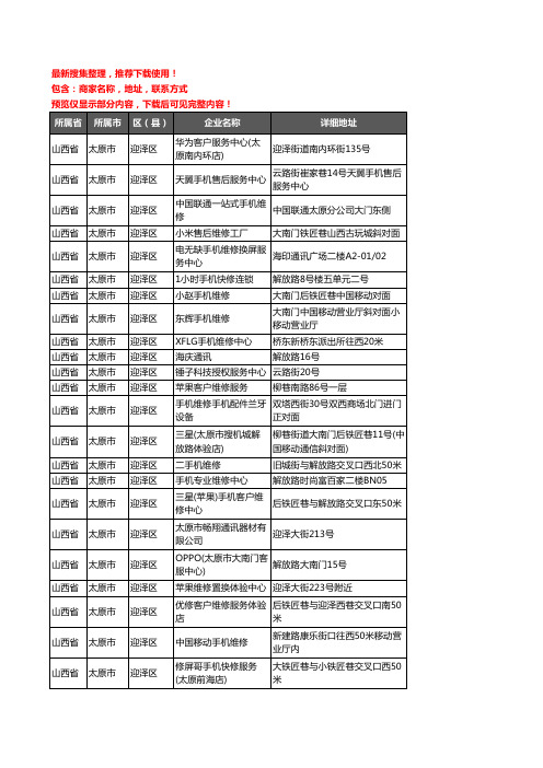 新版山西省太原市迎泽区手机维修企业公司商家户名录单联系方式地址大全60家