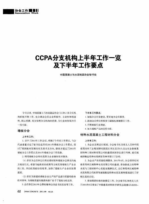 CCPA分支机构上半年工作一览及下半年工作要点