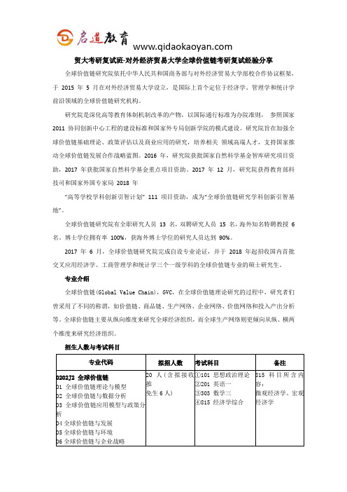 贸大考研复试班-对外经济贸易大学全球价值链考研复试经验分享