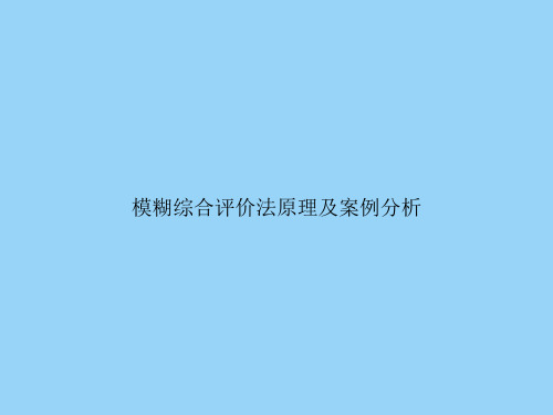 模糊综合评价法原理及案例分析