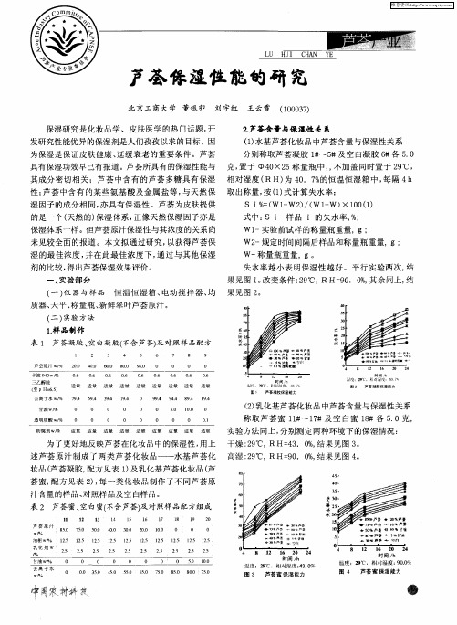 芦荟保湿性能的研究