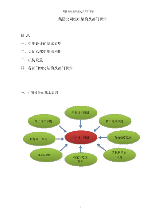 集团公司组织架构及部门职责