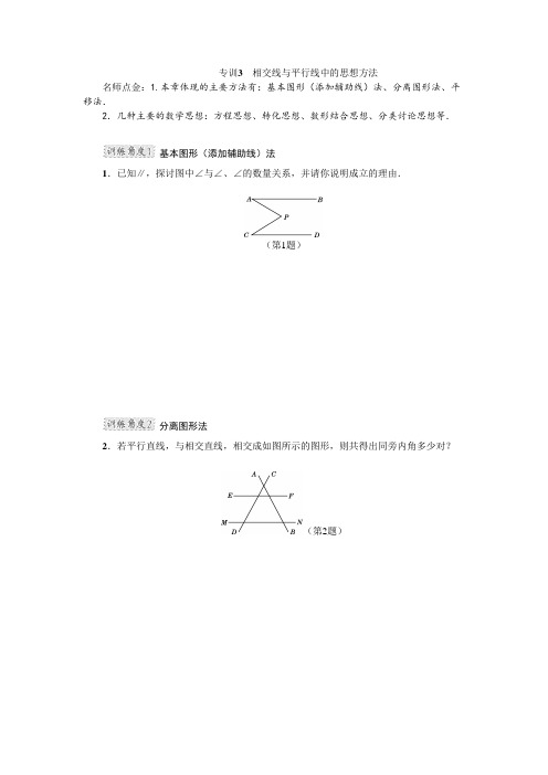 专训3 交线与平行线中的思想方法