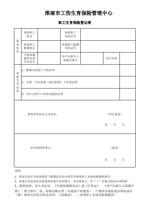 职工生育保险登记表