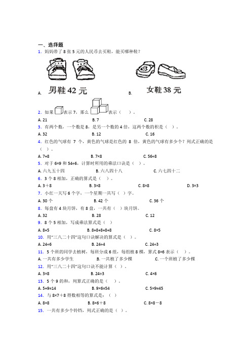 安徽蚌埠市小学数学二年级上册第六单元复习题(含答案解析)