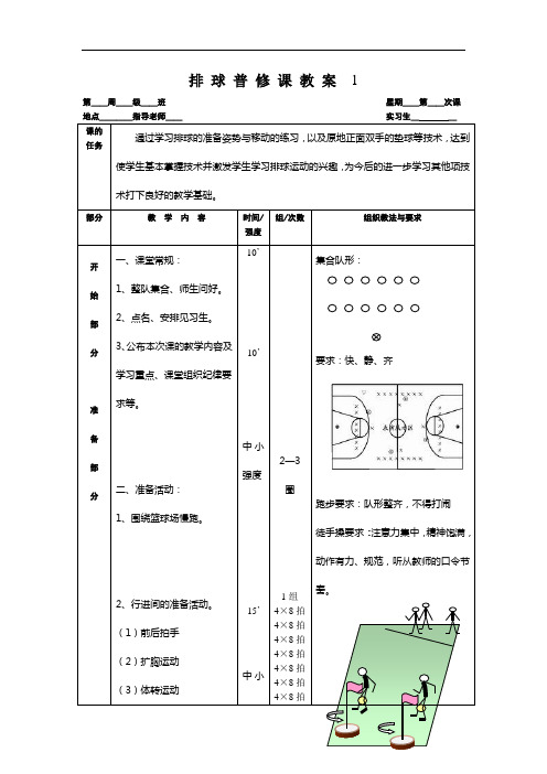 排 球 普 修 课 教 案1