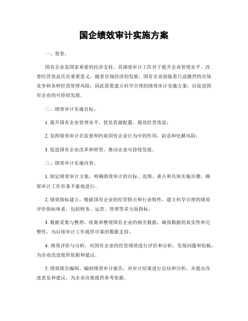 国企绩效审计实施方案