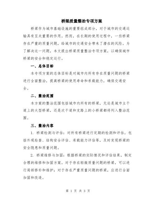 桥梁质量整治专项方案