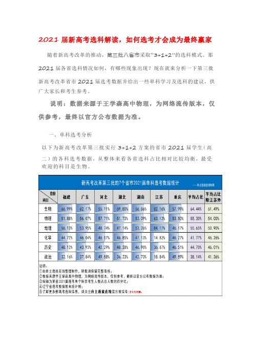 2021届新高考选科解读