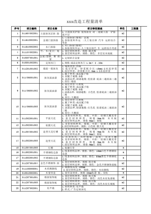 xxx改造工程工程量清单