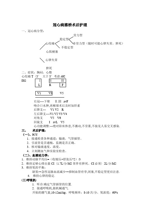 冠心病搭桥术后护理