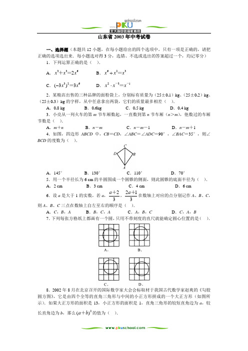 山东省2003年中考试卷