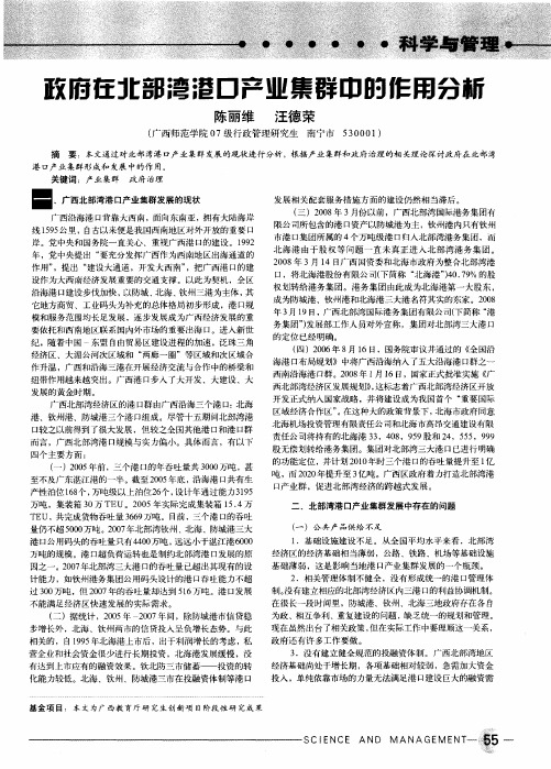 政府在北部湾港口产业集群中的作用分析