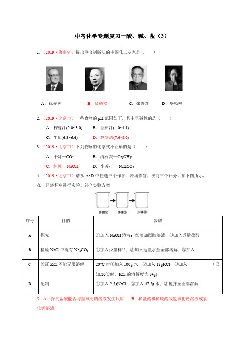 中考化学专题复习——酸、碱、盐(4)