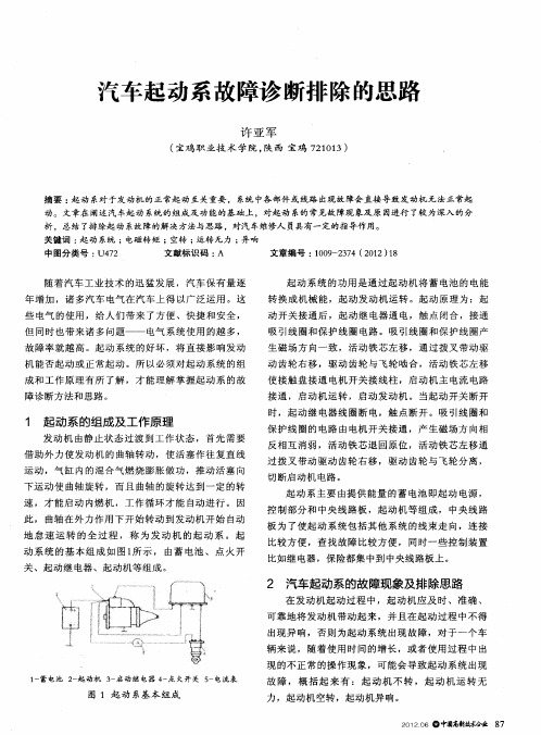 汽车起动系故障诊断排除的思路