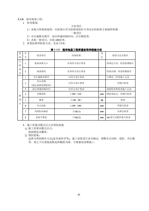 强夯地基工程质量标准和检验方法(电力隧道工程-地基与基础工程)