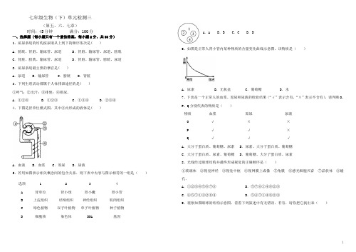 人教版七年级生物(下) (第五、六、七章)单元检测