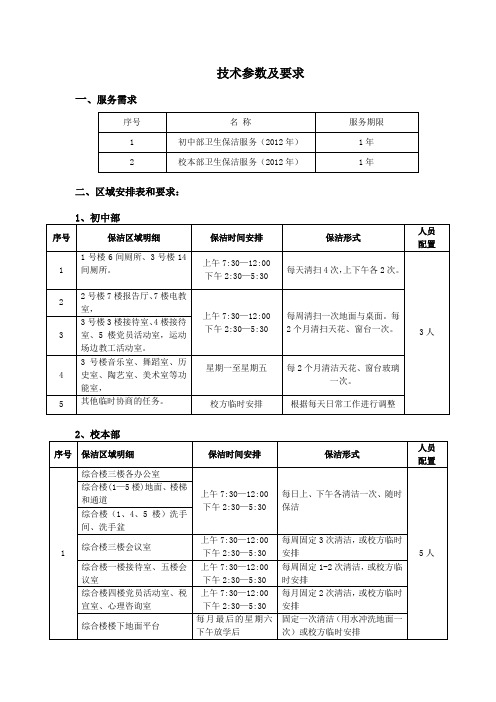 技术参数及要求