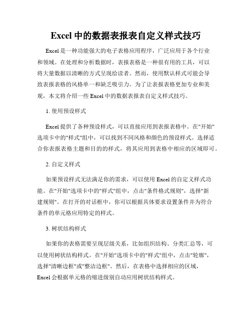 Excel中的数据表报表自定义样式技巧