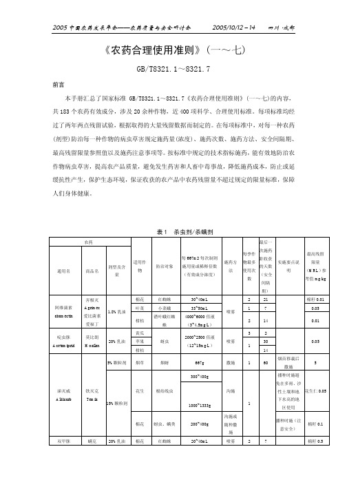 农药合理使用准则