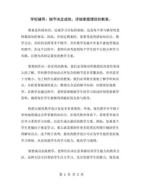 学校辅导：细节决定成败,详细掌握理纽扣教案