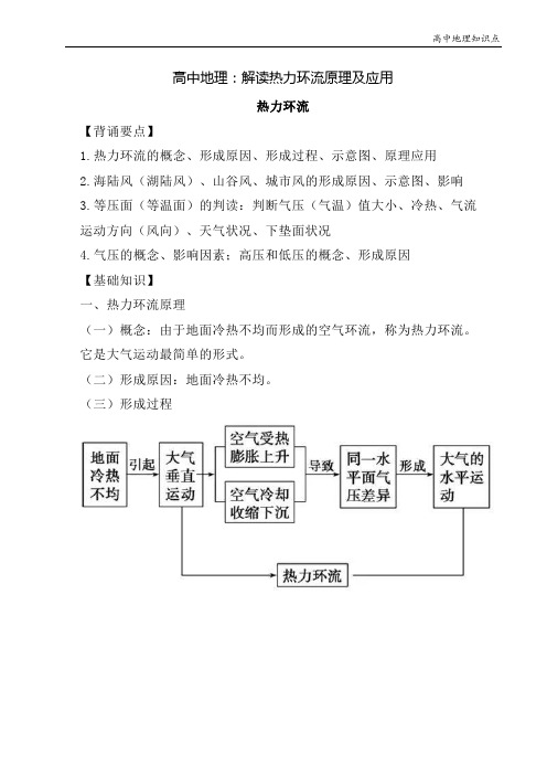 高中地理知识点：解读热力环流原理及应用