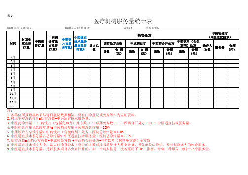 医疗机构服务量统计表