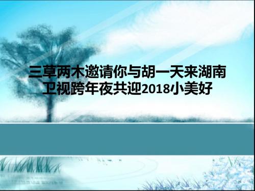 三草两木邀请你与胡一天来湖南卫视跨年夜共迎2018小美好