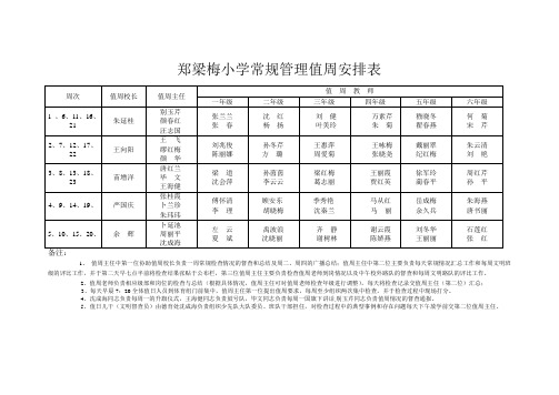 自-常规管理值周安排表 