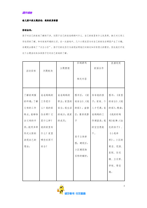 幼儿园中班主题活动：我的家真甜蜜【幼儿园中班精品】