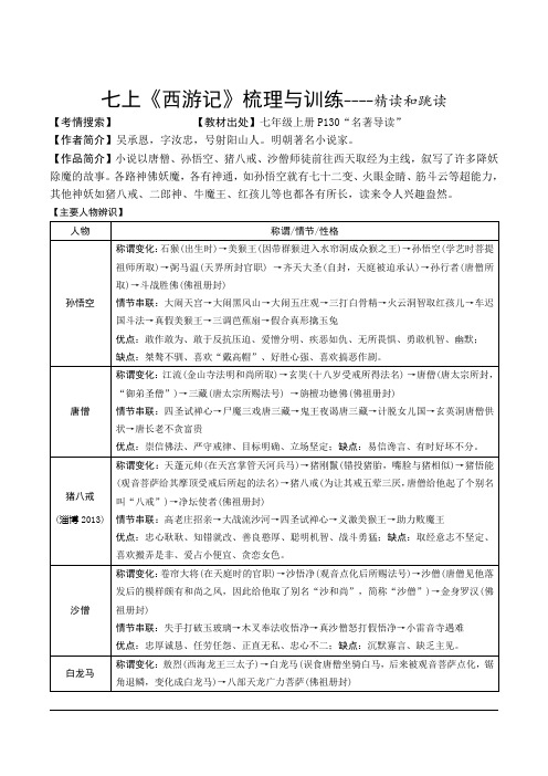 第六单元名著导读《西游记》梳理与训练2023-2024学年统编版语文七年级上册