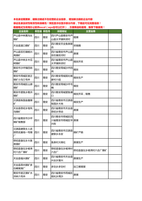 新版四川省雅安煤矿工商企业公司商家名录名单联系方式大全38家