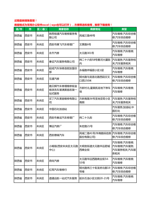 2020新版陕西省西安市未央区汽车维修工商企业公司商家名录名单黄页联系方式电话大全900家