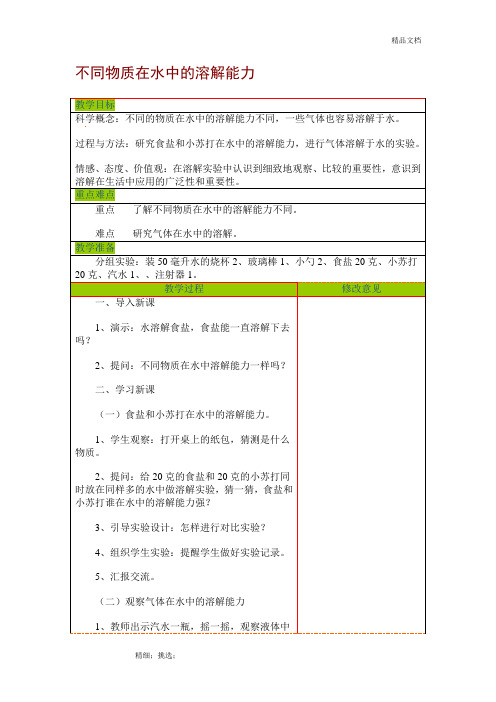 不同物质在水中的溶解能力教案