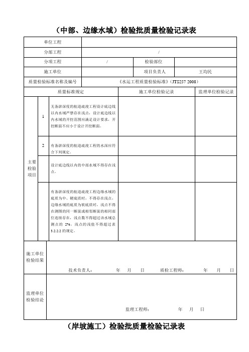 疏浚施工检验批质量检验记录表