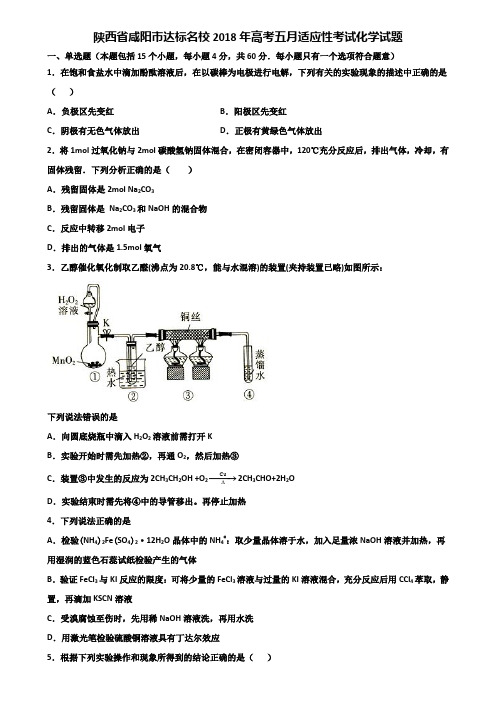 陕西省咸阳市达标名校2018年高考五月适应性考试化学试题含解析