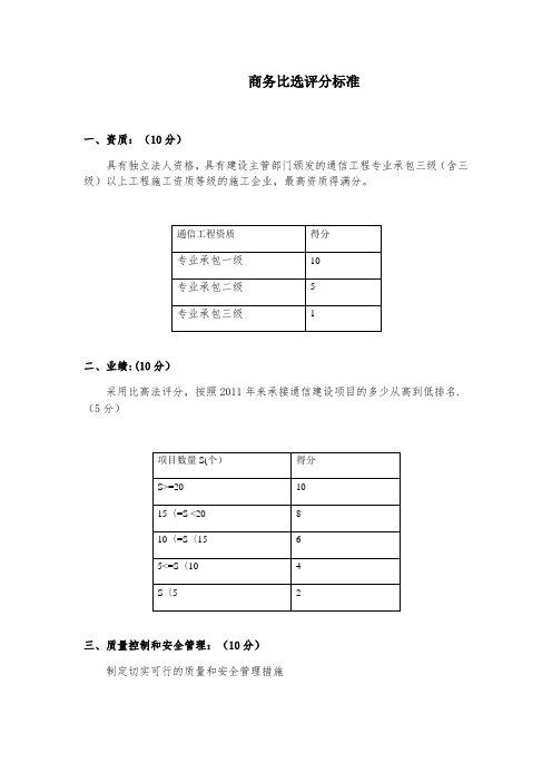 商务比选评分标准