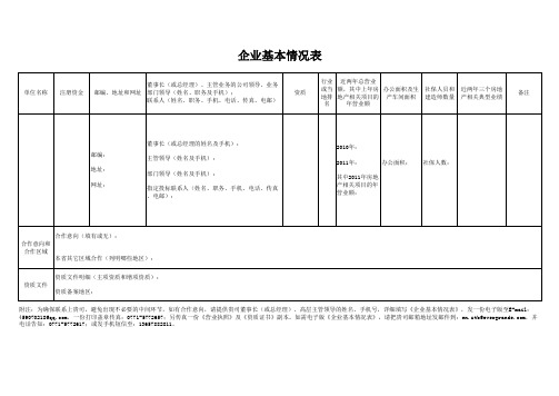 企业基本情况表(空白)