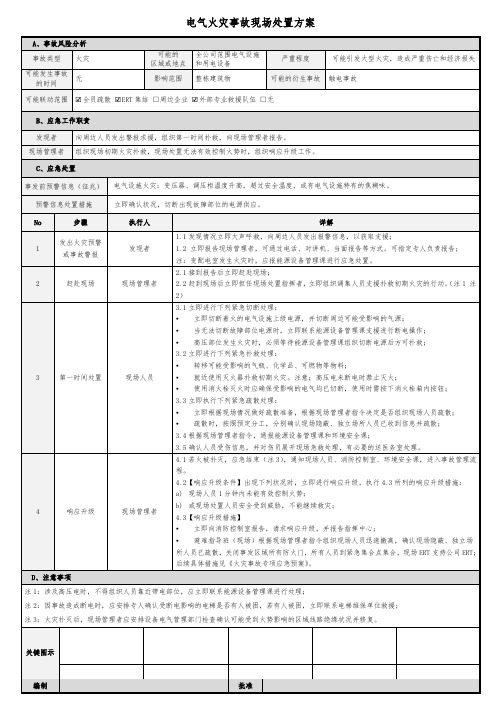 电气火灾事故现场处置方案模板