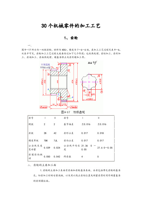 30个机械零件的加工工艺