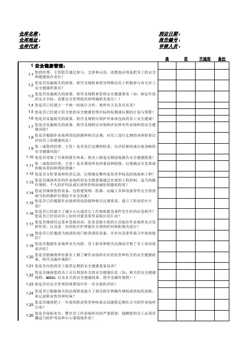 STA仓库安全审核评估表