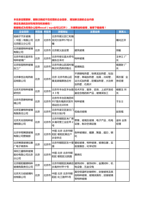 2020新版北京市特种玻璃工商企业公司名录名单黄页联系方式大全42家