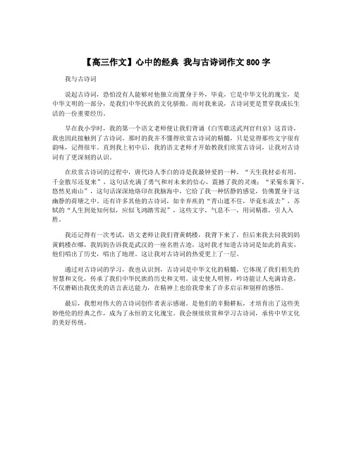 【高三作文】心中的经典 我与古诗词作文800字