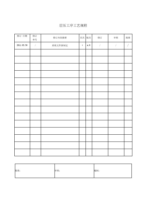 层压工序工艺规程