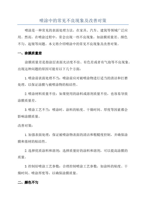 喷涂中的常见不良现象及改善对策