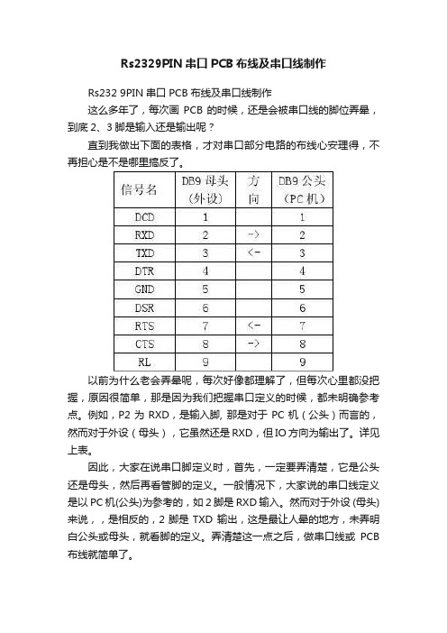 Rs2329PIN串口PCB布线及串口线制作