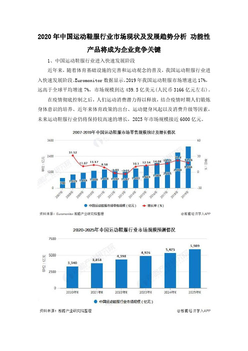 2020年中国运动鞋服行业市场现状及发展趋势分析 功能性产品将成为企业竞争关键