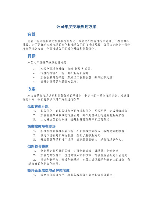 公司年度变革规划方案