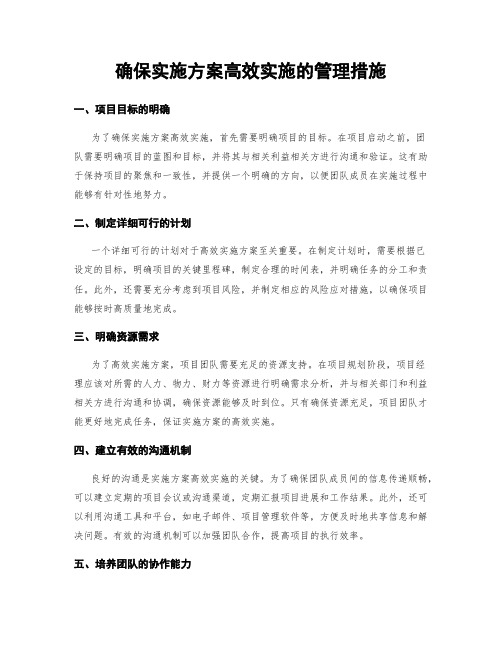 确保实施方案高效实施的管理措施